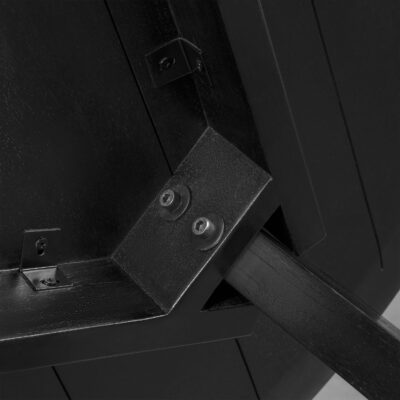 ronde eettafel hout van 105 cm, ronde zwarte eettafel, eettafel rond zwart, zwarte eettafel Lien, ronde eettafel zwart, eettafel, tafel, eettafel rond zwart, zwarte eettafel van hout, mangohout eettafel, detail