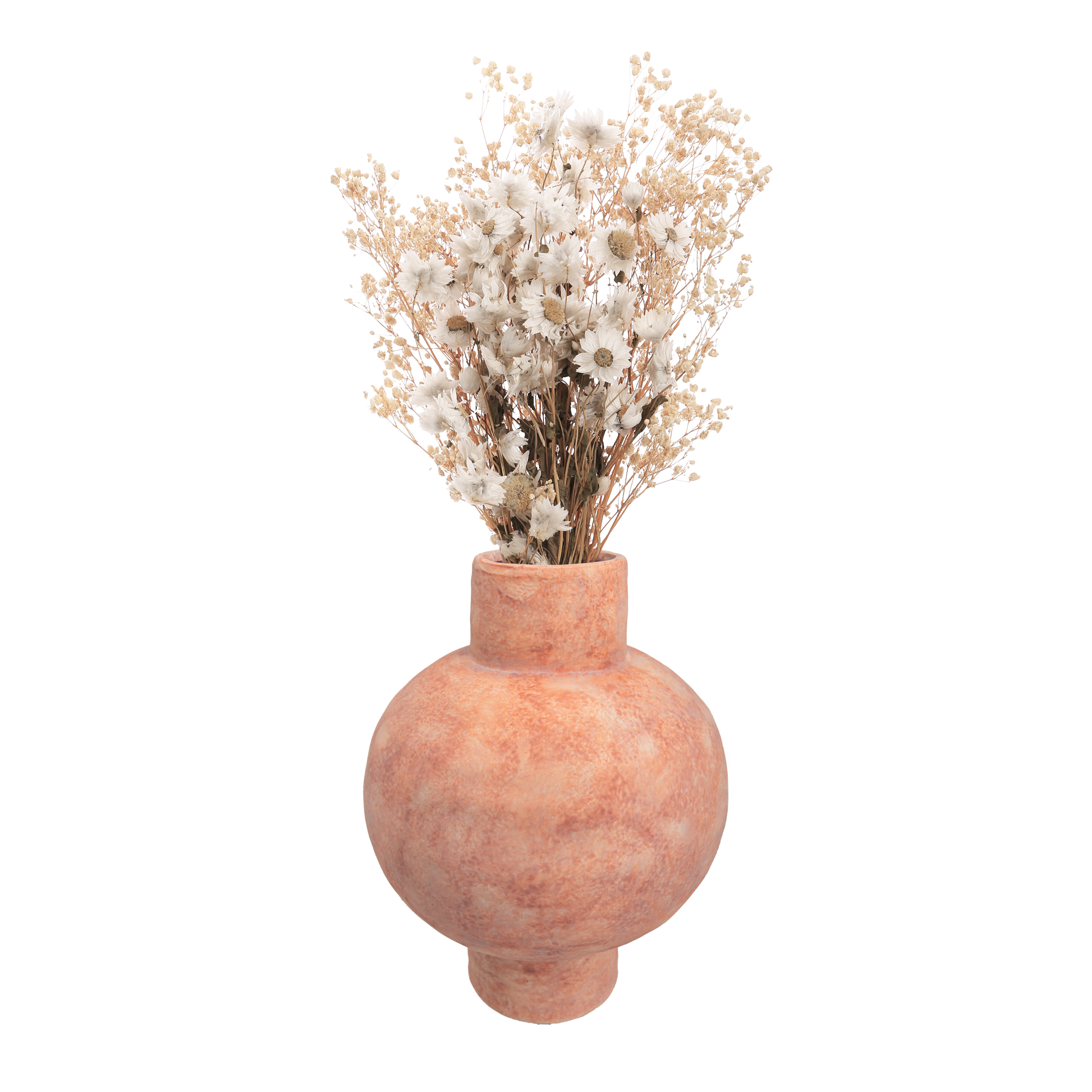 QUVIO Bloemenvaas - Keramiek - Bol - 25 cm - Oranje