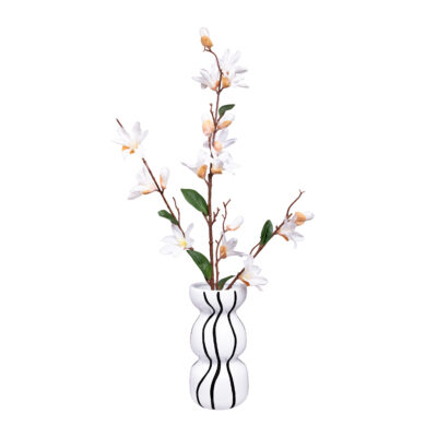keramieken vaas, vaas met zwarte strepen, vaas, stijlvolle vaas, witte vaas, keramieken vaas, bloemenvaas, decoratief vaasje, droogbloemen vaas,