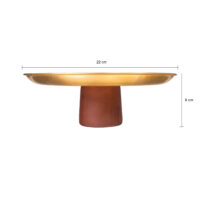 QUVIO Schaal op voet – Etagère – Metaal – Hout – 22×8 cm – Goud