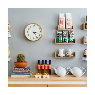 Gold Master Edwards wall clock by Newgate World in a kitchen setting