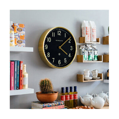 Large Brass Gold Wall Clock - Mid-Century Modern - Petrol Blue - Newgate Mr Edwards PUT373RAB (homeware) 1 copy