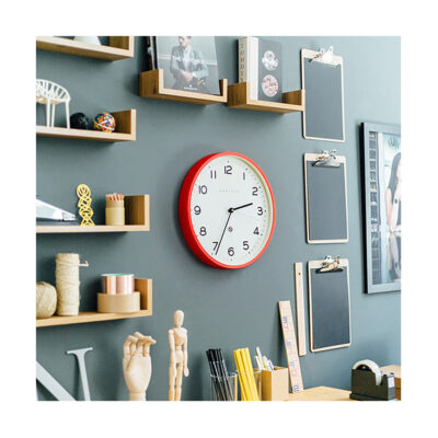 Modern Wall Clock - Bright Colour Red - Newgate Echo NUMTHR129FER (homeware) 1 copy
