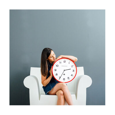 Modern Wall Clock - Bright Colour Red - Newgate Echo NUMTHR129FER (lifestyle) 1 copy