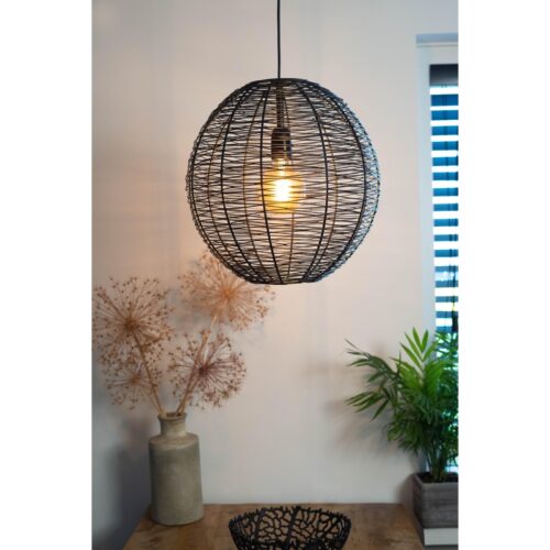 Hanglamp NATHAN mat zwart Ø45x45cm – Default Title