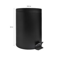 Ronde zwarte afvalbak, afvalemmer, Prullenbak 5 L, vuilbak, ronde prullenbak, metalen prullenbak, afvalbakje, vuilnisbak, kleine prullenbak, prullenmand, prullenbak, afvalbak, kleine prullenbak,