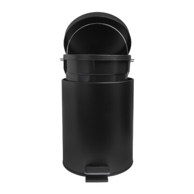 Zwarte metalen prullenbak, Prullenbak 7 L, prullenbak, zwarte prullenbak, ronde afvalbak, prullenmand, kleine prullenbak, vuilnisbak,