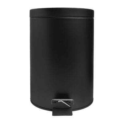 Zwarte metalen prullenbak, Prullenbak 7 L, prullenbak, zwarte prullenbak, ronde afvalbak, prullenmand, kleine prullenbak, vuilnisbak,