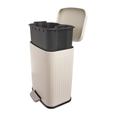 Beige metalen prullenbak, vuilnisbak, prullenmand, Prullenbak 13 L, prullenbak, vuilbak, beige prullenbak, prullenmand, afvalbak, badkamer prullenbak, toilet prullenbak,