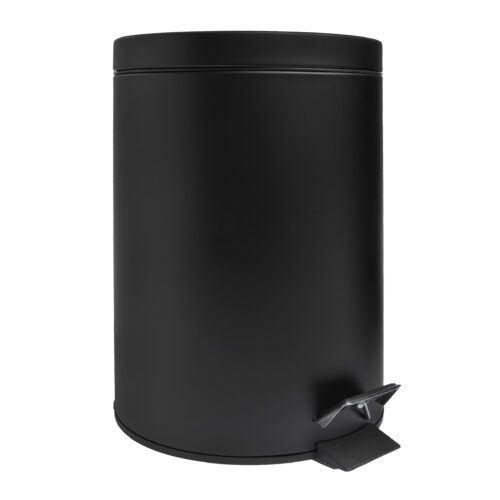 Zwarte metalen prullenbak, Prullenbak 7 L, prullenbak, zwarte prullenbak, ronde afvalbak, prullenmand, kleine prullenbak, vuilnisbak,