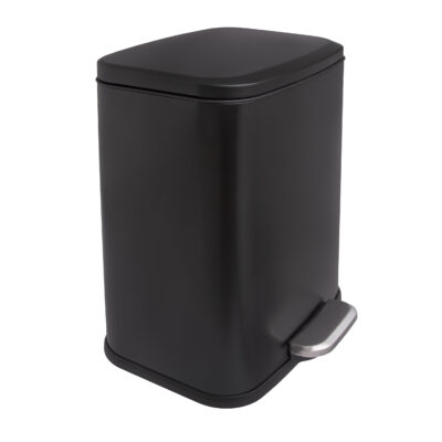 Rechthoekige afvalbak, Prullenbak 13 L, afvalbak, afvalemmer, vuilbak, zwarte prullenbak, prullenmand, vuilnisbak, pedaalemmer,