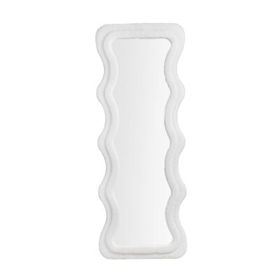 Vrijstaande spiegel, golvend design, make-up spiegel, staande teddy spiegel, staande spiegel met golvende vorm, passpiegel, staande spiegel, spiegel,