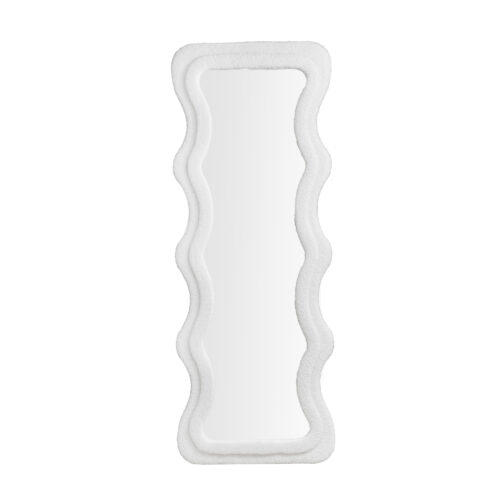 Vrijstaande spiegel, golvend design, make-up spiegel, staande teddy spiegel, staande spiegel met golvende vorm, passpiegel, staande spiegel, spiegel,