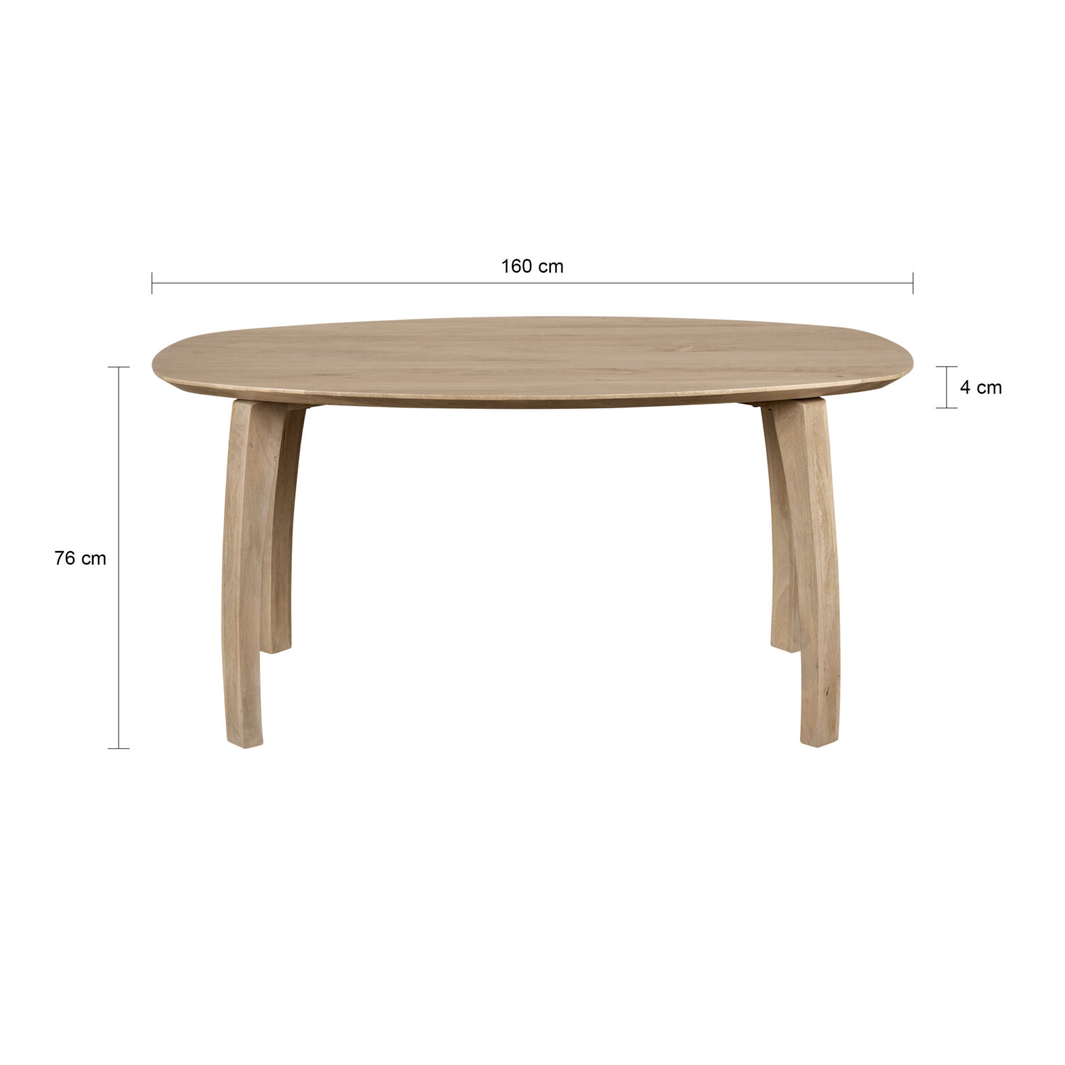 houten eettafel Luna, houten eettafel, Eettafel, mangohout eettafel, Deens ovale tafelblad, eettafel hout, eettafel van mangohout, deens ovale eettafel