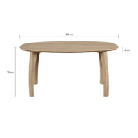 houten eettafel Luna, houten eettafel, Eettafel, mangohout eettafel, Deens ovale tafelblad, eettafel hout, eettafel van mangohout, deens ovale eettafel