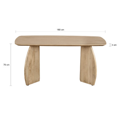 Deens ovale eettafel, eettafel Lon, Deens ovale tafelblad van 160x80, eettafel van hout, tafel, eettafel van mangohout, houten eettafel, Eettafel