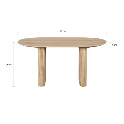 eettafel van 160x90 cm, eettafel Lynn, ovale eettafel, ovale eettafel van hout, houten eettafel, eettafel 160x90 cm, tafel, mangohout eettafel,