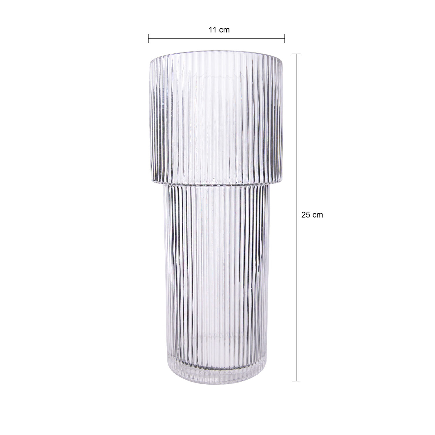 QUVIO Cilinder vaas – Smal – Glas – 24,5 cm – Transparant