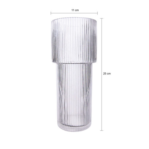 QUVIO Cilinder vaas – Smal – Glas – 24,5 cm – Transparant