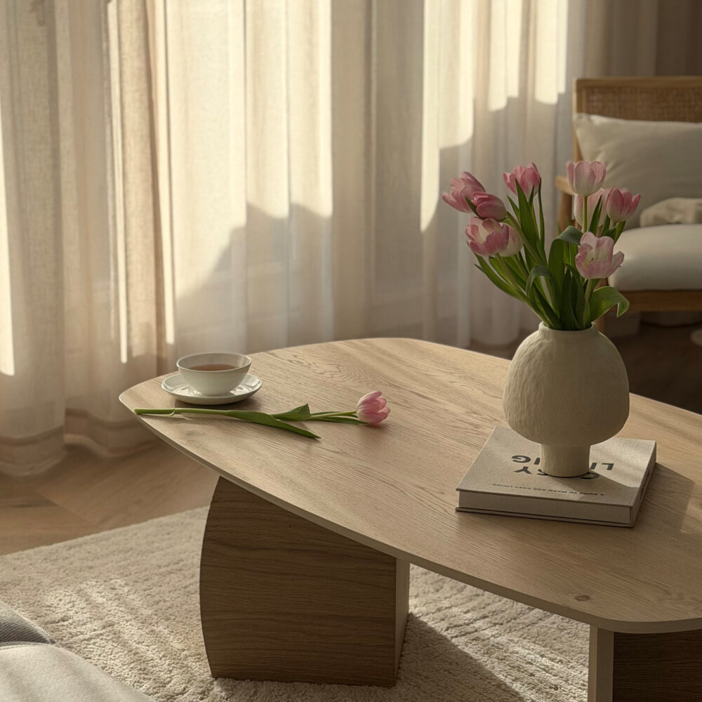 QUVIO Japandi vaas bolvormig keramiek – Gebroken wit – 21 cm