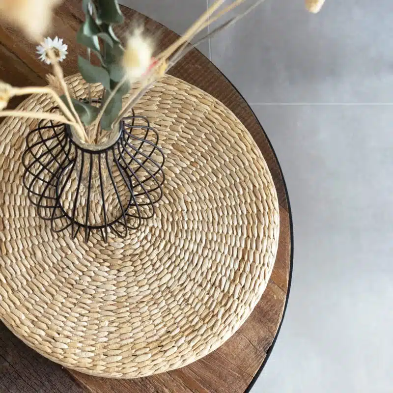 QUVIO Decoratieve Fruitschaal met Handvatten – Rond – Bruin – Ø 20 cm