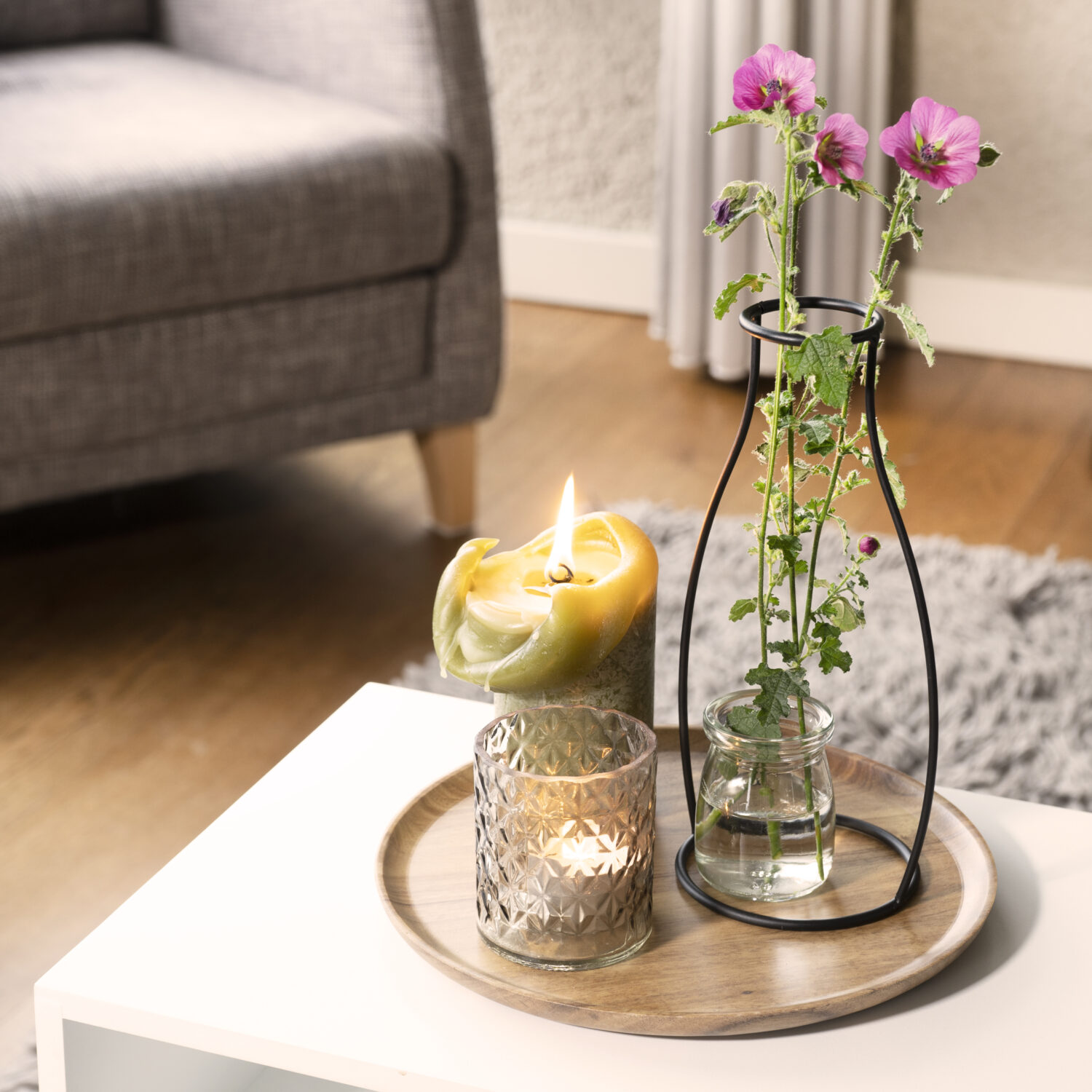 Houten ronde dienblad bij homeliving