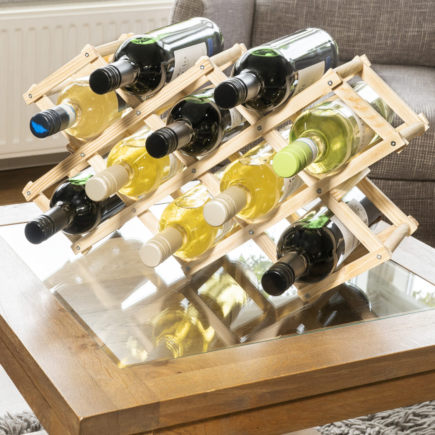 Houten wijnrek voor 10 flessen bij homeliving