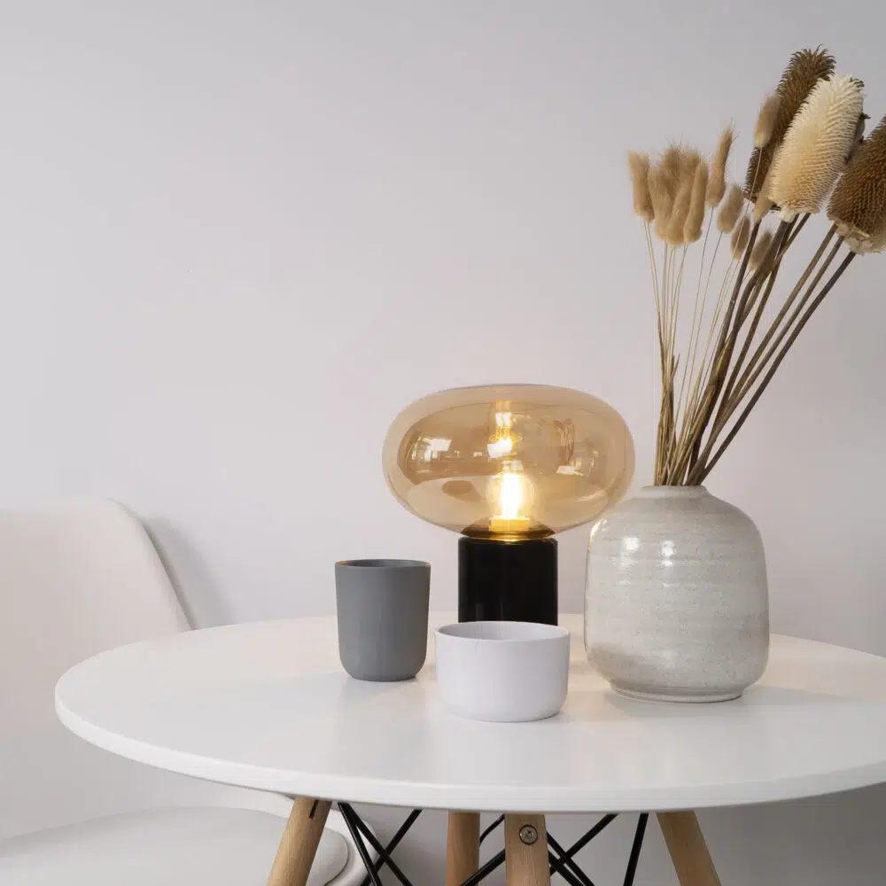 QUVIO Tafellamp retro – Simplistisch design – 16 x 57 cm (dxh) – Zwart