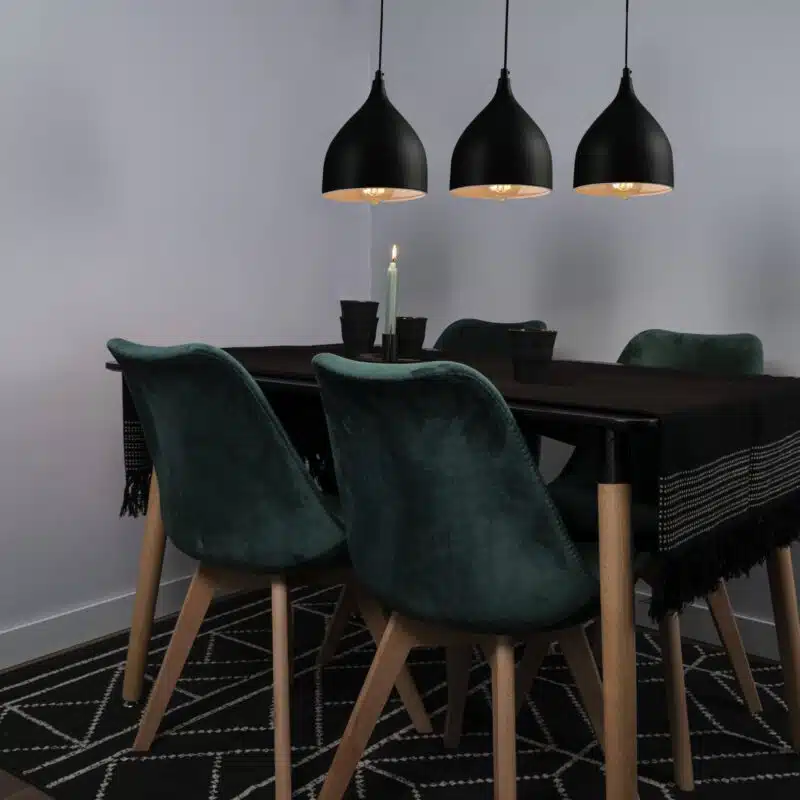 QUVIO Hanglamp modern – 4 lichtpunten met stalen glazen kap – 30 x 78 x 28 cm