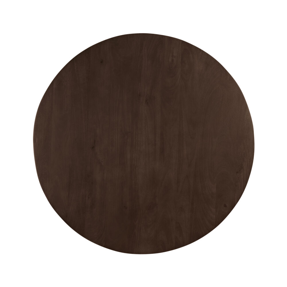 QUVIO Eettafel Sofia – Rond – Ø 120 cm – Stalen kruispoot – FSC® gecertificeerd mangohout – Bruin