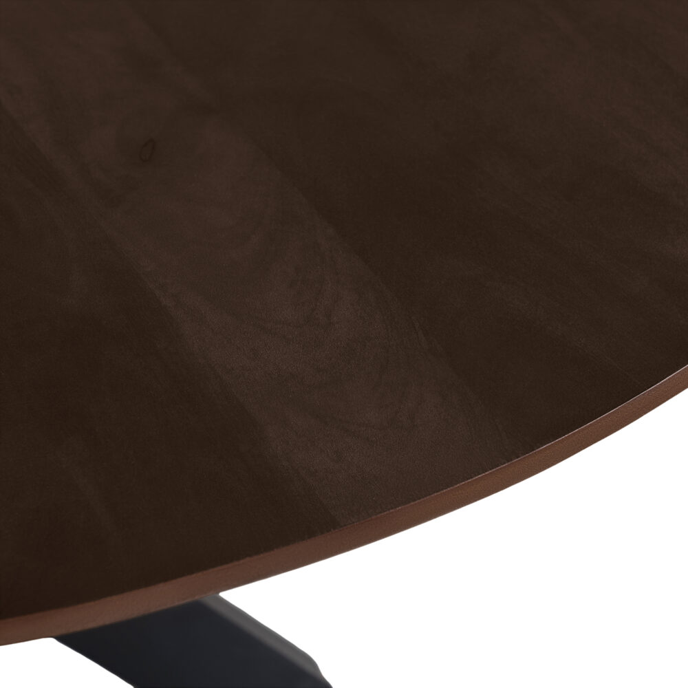 QUVIO Eettafel Sofia – Rond – Ø 120 cm – Stalen kruispoot – FSC® gecertificeerd mangohout – Bruin