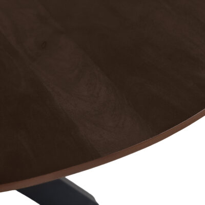 QUVIO Eettafel Sofia – Rond – Ø 120 cm – Stalen kruispoot – FSC® gecertificeerd mangohout – Bruin
