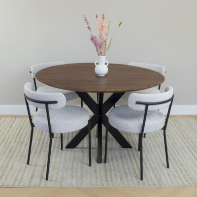 eettafel Sofia, eettafel, QUVIO Eettafel Sofia, ronde eettafel, mangohout eettafel, eettafel rond 120 cm, tafel, eettafel rond,