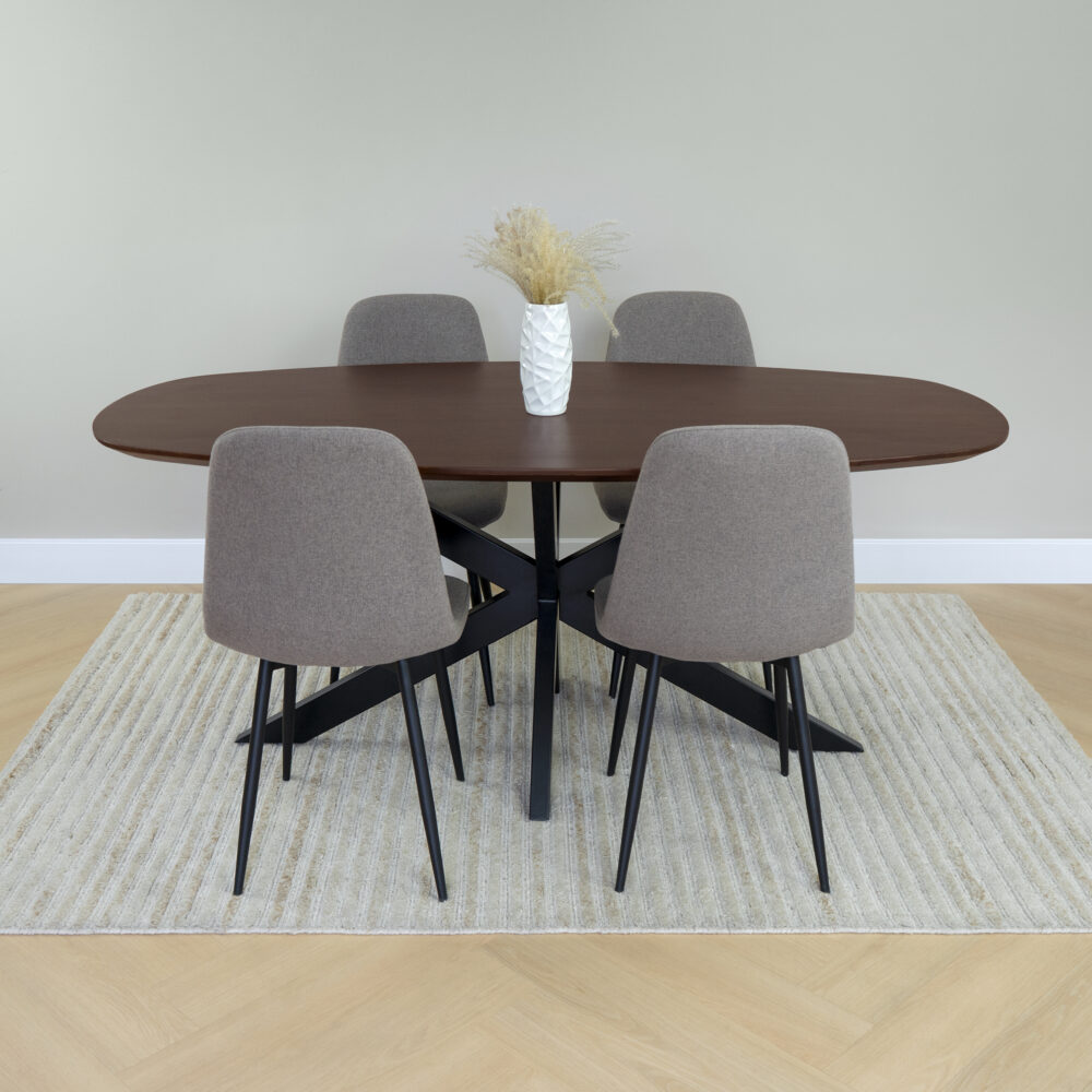 Eettafel, Deens ovaal blad, eettafel Sofia, tafel, Sofia eettafel, tafel walnoot bruin, Deens ovale eettafel, tafel deens ovaal, sfeer