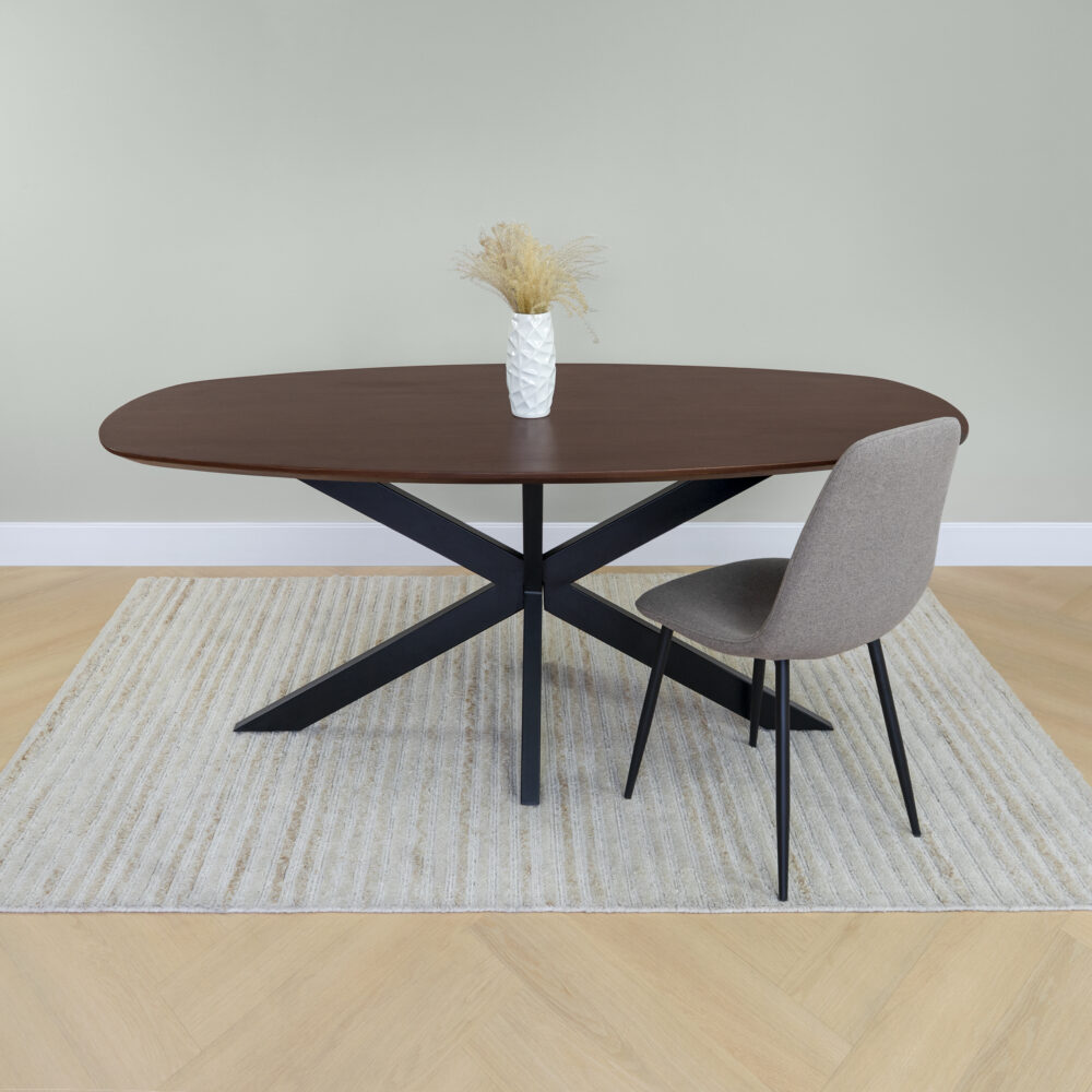 Eettafel, Deens ovaal blad, eettafel Sofia, tafel, Sofia eettafel, tafel walnoot bruin, Deens ovale eettafel, tafel deens ovaal, sfeer 1