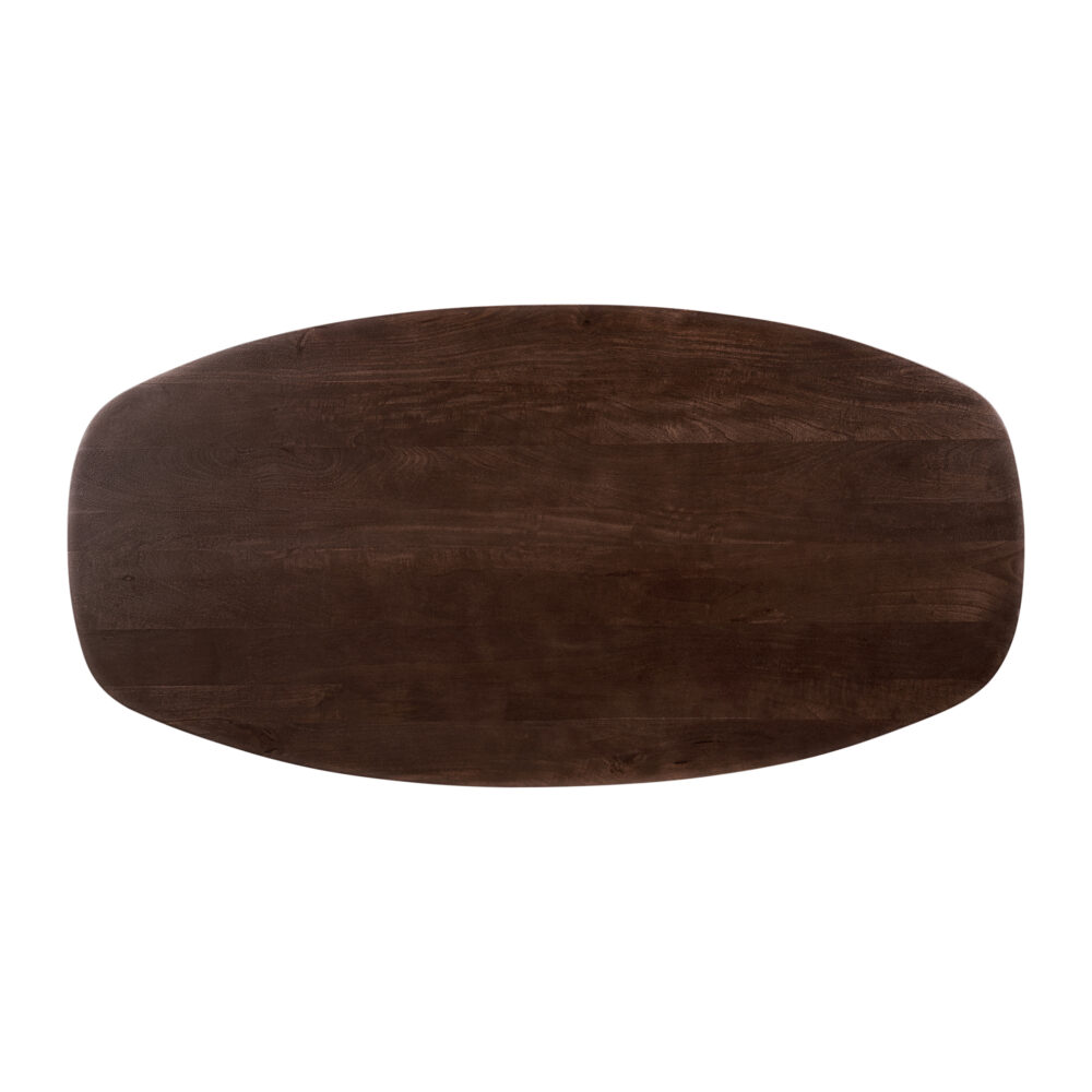 Eettafel, Deens ovaal blad, eettafel Sofia, tafel, Sofia eettafel, tafel walnoot bruin, Deens ovale eettafel, tafel deens ovaal, boven