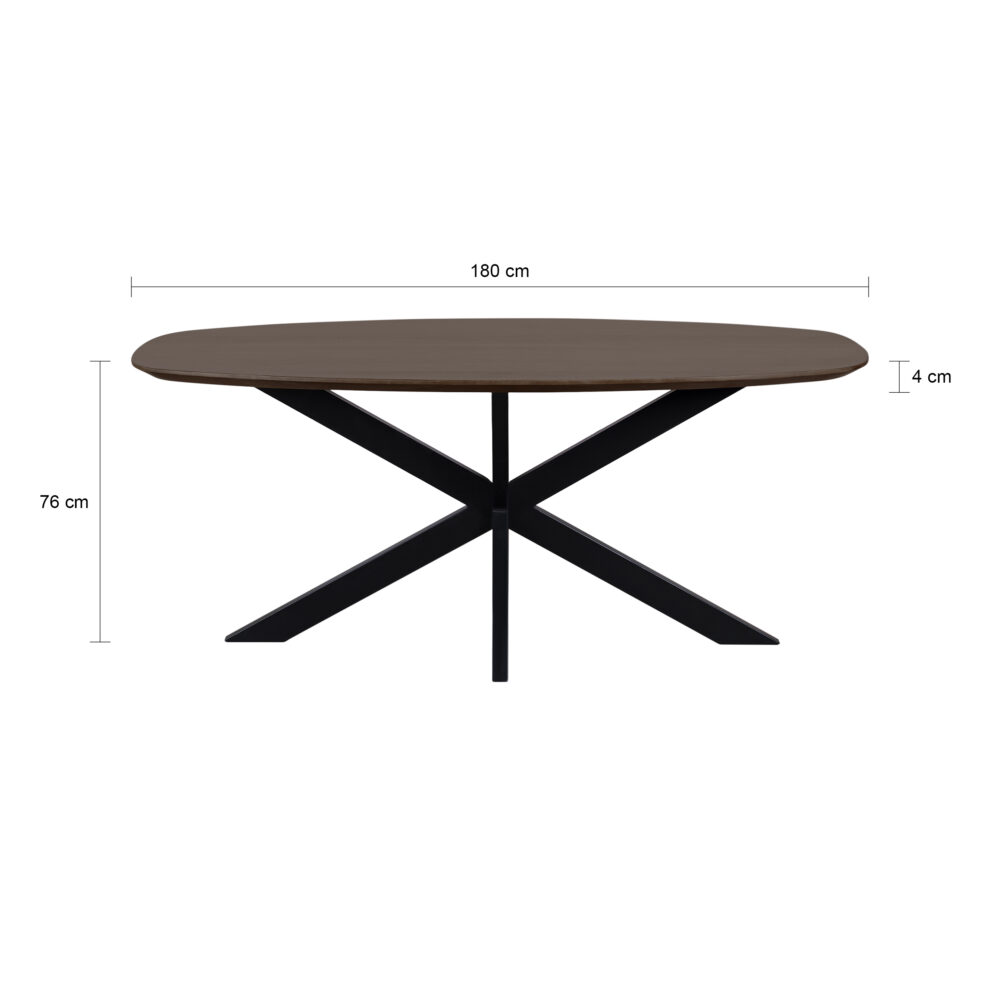Eettafel, Deens ovaal blad, eettafel Sofia, tafel, Sofia eettafel, tafel walnoot bruin, Deens ovale eettafel, tafel deens ovaal, afmetingen