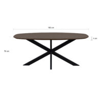 Eettafel, Deens ovaal blad, eettafel Sofia, tafel, Sofia eettafel, tafel walnoot bruin, Deens ovale eettafel, tafel deens ovaal, afmetingen