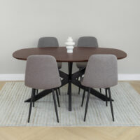 eettafel Sofia, tafel, eettafel, eettafel walnoot bruin, Deens ovale blad, 160 x 90 cm, Deens ovale tafel, Deens ovale tafelblad, eettafel deens ovaal, walnoot bruine eettafel
