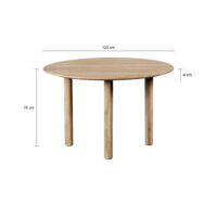 eettafel Lian, mangohouten eettafel Lian van 120 cm, ronde eettafel, eettafel rond, houten eettafel, ronde eettafel 120 cm, tafel, afmetingen