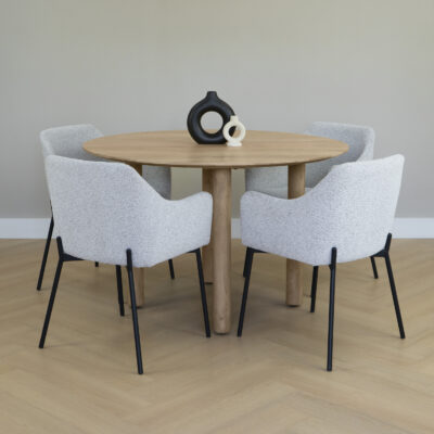 eettafel Lian, mangohouten eettafel Lian van 120 cm, ronde eettafel, eettafel rond, houten eettafel, ronde eettafel 120 cm, tafel, sfeer1