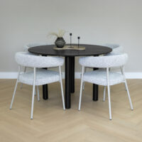 zwarte eettafel Lian, eettafel Lian, ronde eettafel, eettafel rond, tafel, Sfeer 2