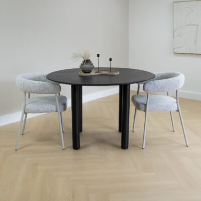 zwarte eettafel Lian, eettafel Lian, ronde eettafel, eettafel rond, tafel, , sfeer 1