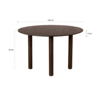 ronde eettafel in walnoot bruin, ronde eettafel, ronde houten eettafel, walnoot bruine eettafel, tafel, eettafel Lian, eettafel rond, eettafel, ronde mangohouten eettafel,