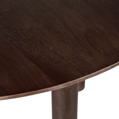 ronde eettafel in walnoot bruin, ronde eettafel, ronde houten eettafel, walnoot bruine eettafel, tafel, eettafel Lian, eettafel rond, eettafel, ronde mangohouten eettafel,