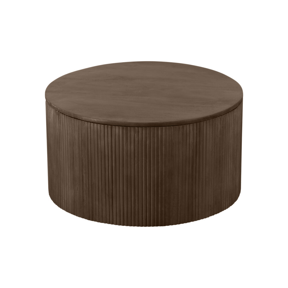 Lewis & Loft Salontafel Lonne – FSC® mangohout – Met opbergruimte – ⌀70 cm – Bruin