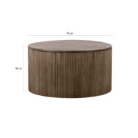 Bruine salontafel van mangohout, Bruine salontafel, salontafel Lonne, salontafel, salontafel van mangohout, Lonne salontafel, salontafel met opbergruimte, ronde salontafel van hout, afmetingen