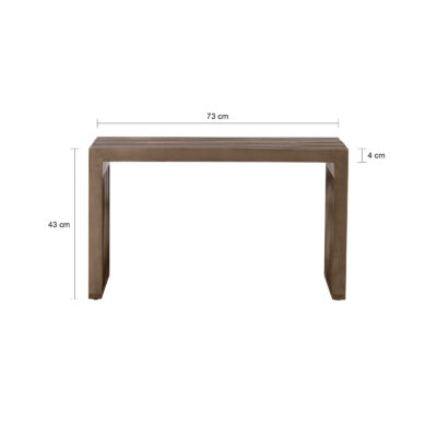 halbankje, halbankje van mangohout, halbankje Lexi, decoratief bankje, schoenenbankje, houten halbankje, Lexi bankje, bankje, afmetingen