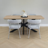 Rechthoekige eettafel, eettafel, rechthoekige eettafel van 180 cm, eettafel met stalen tafelpoot, Rechthoekige eettafel van 180 cm, eettafel Sofia, eettafel hout, houten eettafel, rechthoekige tafelblad, tafel, sfeer 1
