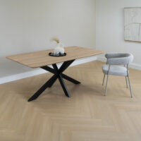 Rechthoekige eettafel, eettafel, rechthoekige eettafel van 180 cm, eettafel met stalen tafelpoot, Rechthoekige eettafel van 180 cm, eettafel Sofia, eettafel hout, houten eettafel, rechthoekige tafelblad, tafel, sfeer 2